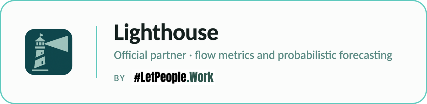 Lighthouse by Let People Work. Official partner for flow metrics and probabilistic forecasting.